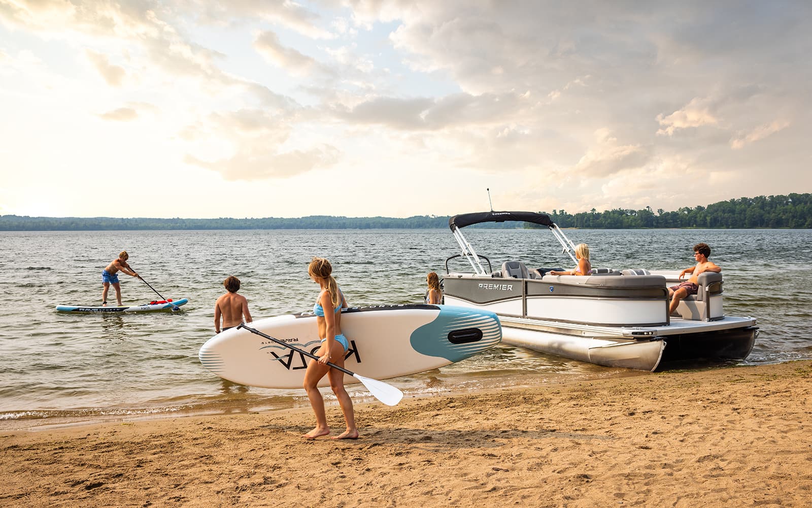 Premier pontoon on Southwest Florida saltwater